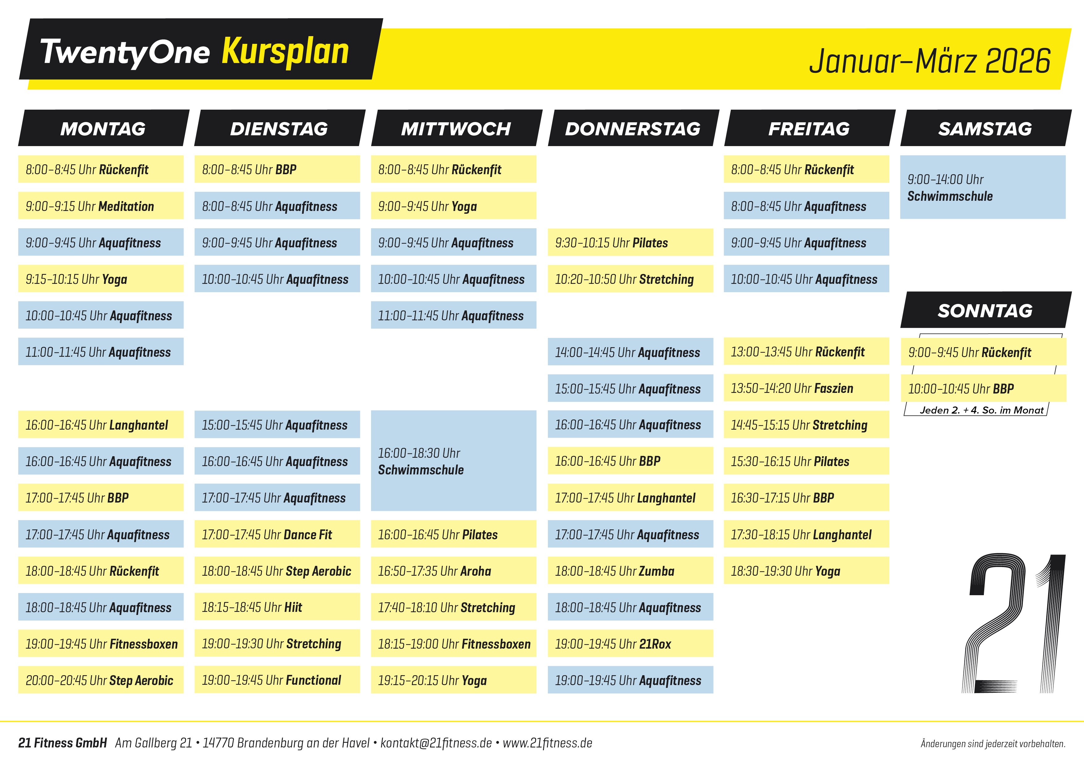 TwentyOne Kursplan Q1 2026
