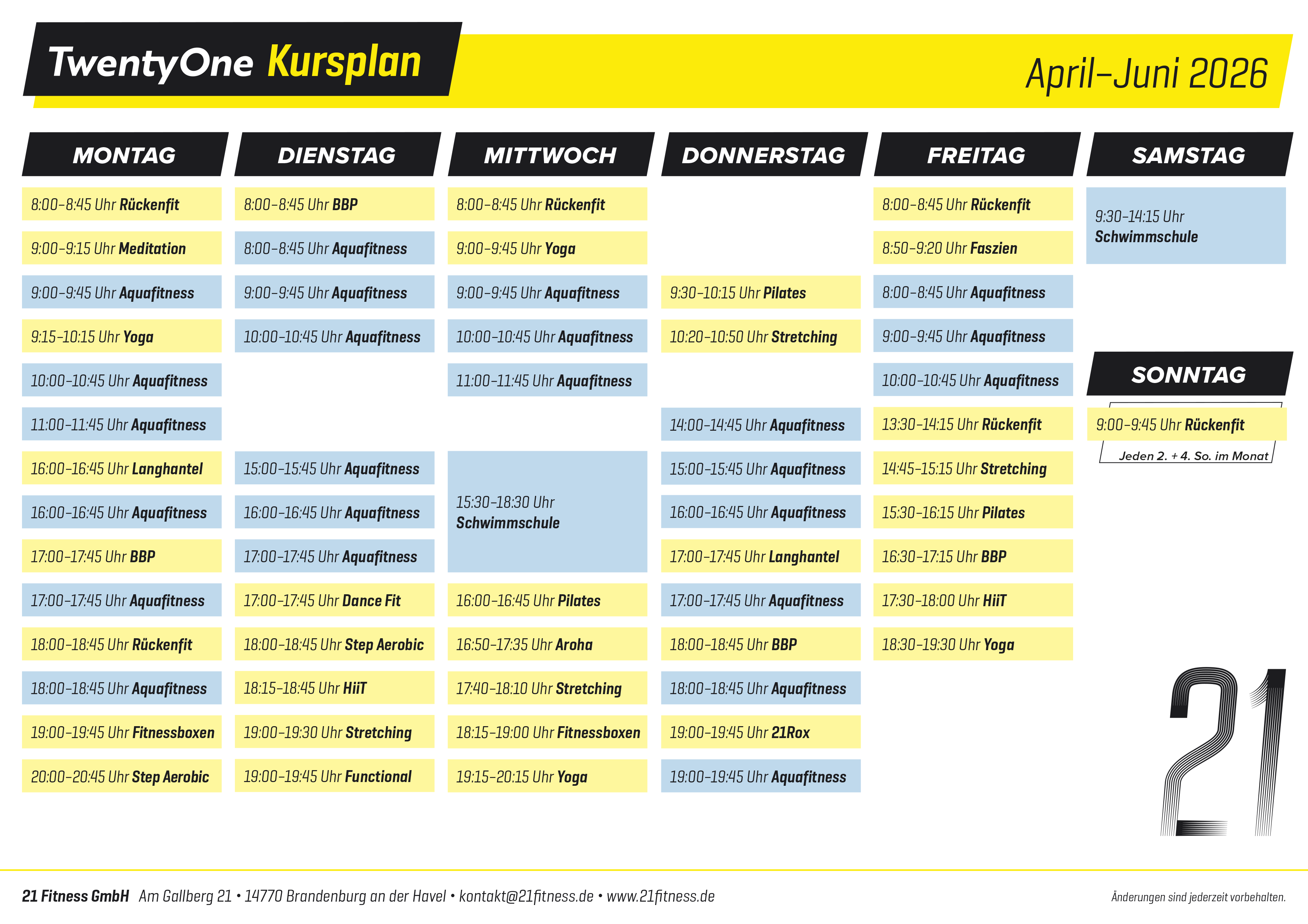 TwentyOne Kursplan Q1 2026