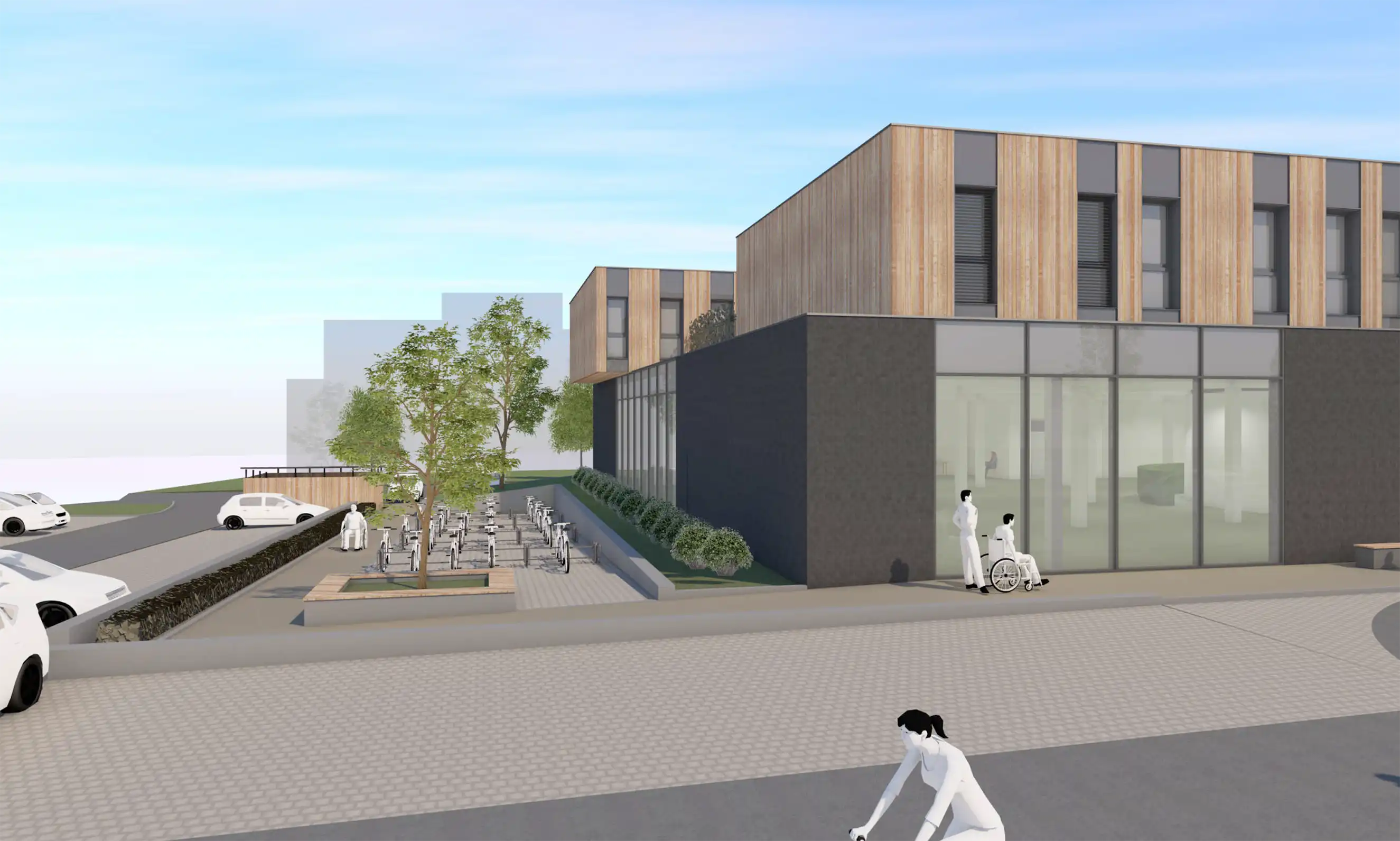 Geb&auml;ude und Fahrradst&auml;nder am Gallberg 21